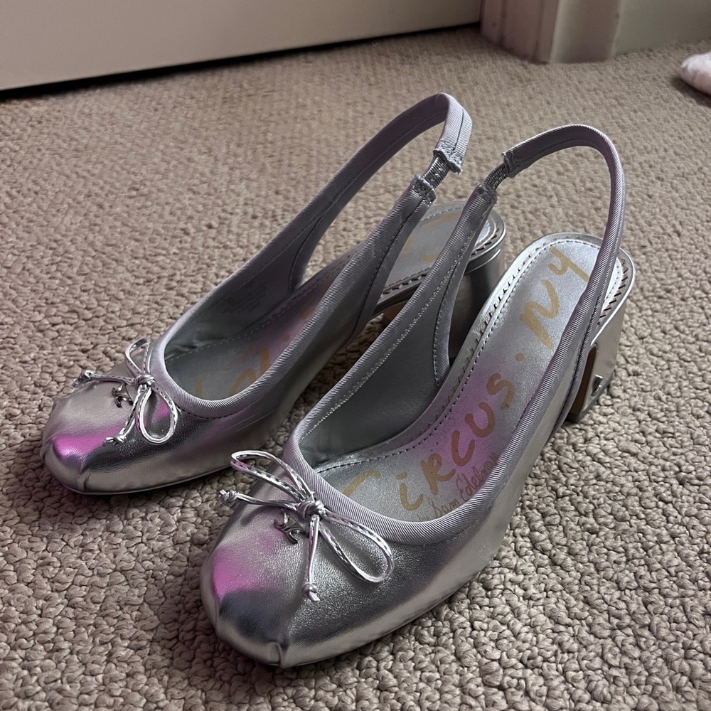 Circus by Sam Edelman Metallic Silver Slingback Heels